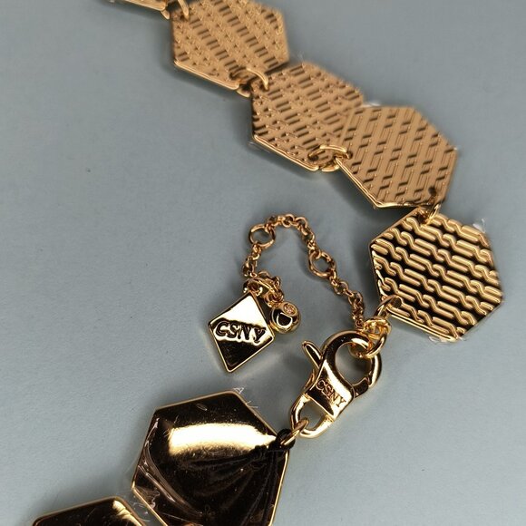 Christian Siriano Necklace Modern Geometric Hexagon Gold Tone Metalli Lo… - Picture 13 of 14